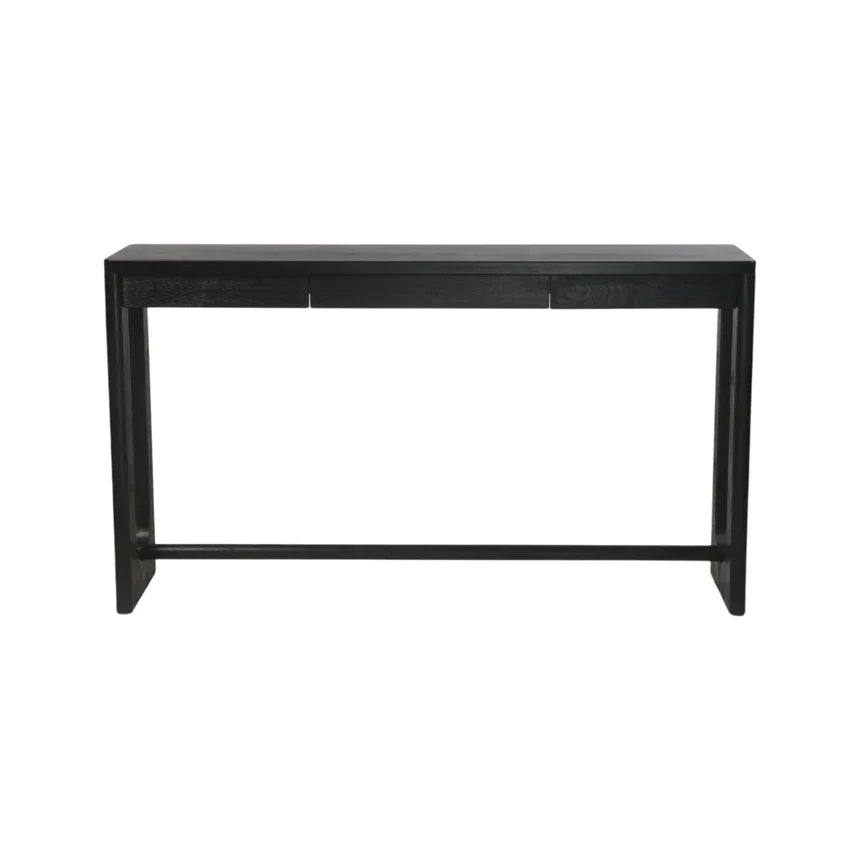 Wareon Elm Timber Wood Console Table - Full Black