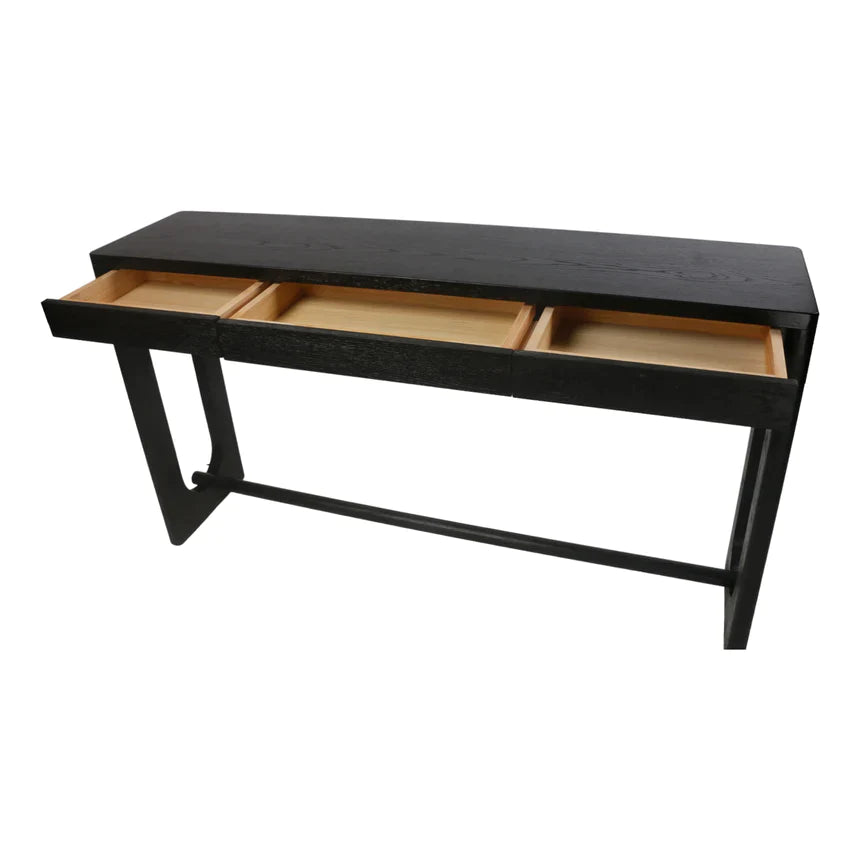 Wareon Elm Timber Wood Console Table - Full Black