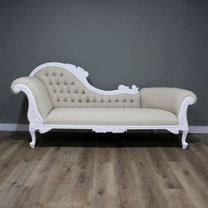 Warui Mindy Wood Right Hand Facing Chaise - White - House of Hyne