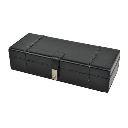 Akibrus 3 Slot Black Leather Watch Box - Notbrand