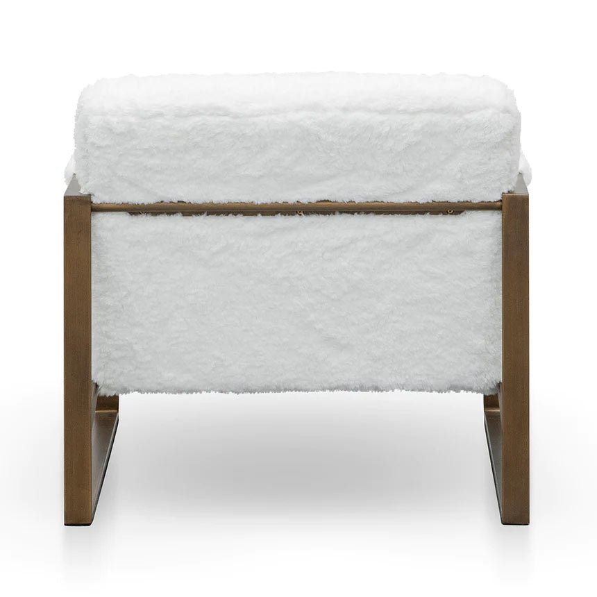 Arcah Fur Arm Chair with Golden Frame - White - Notbrand