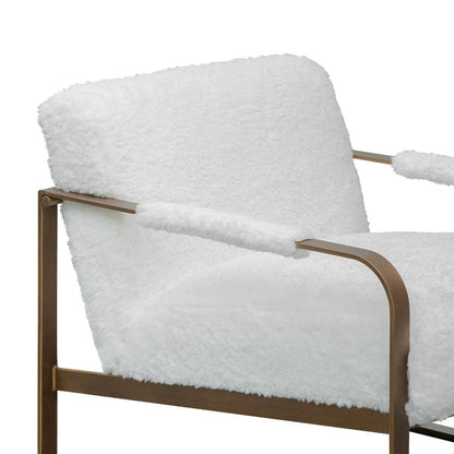 Arcah Fur Arm Chair with Golden Frame - White - Notbrand