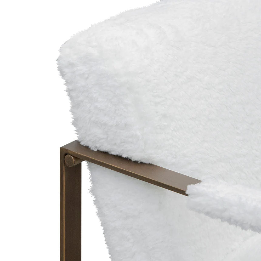 Arcah Fur Arm Chair with Golden Frame - White - Notbrand