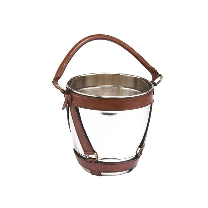 Metal Wine Chiller Bucket with Tan Leather Handle - Notbrand