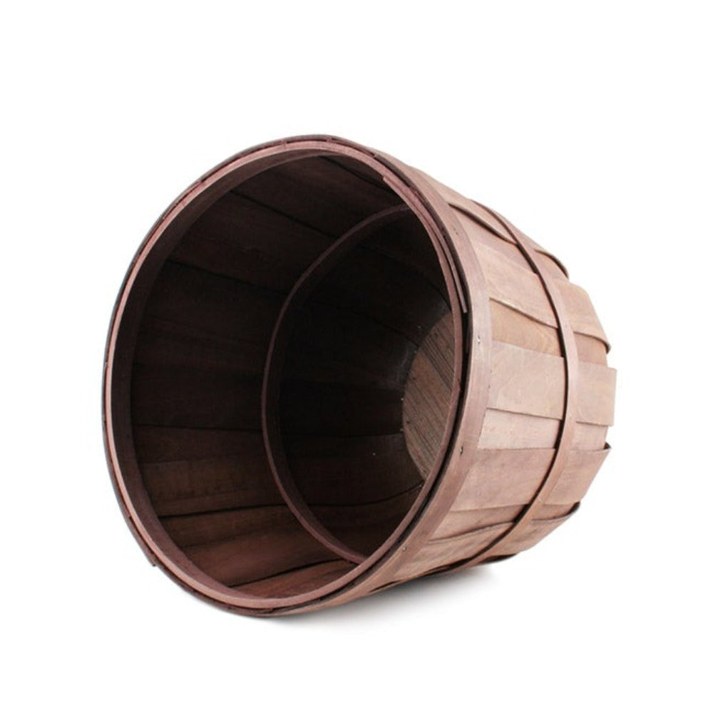 Set of 3 Wooden Round Woven Barrel Hamper - Large - Notbrand