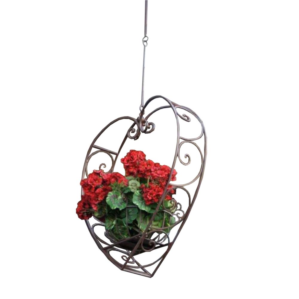 Wrought Iron Hanging Heart Pot Plant in Rustic Brown - Large - NotBrand