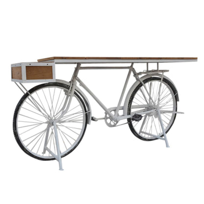 White Bicycle Mango Wood Bar Cart - Notbrand