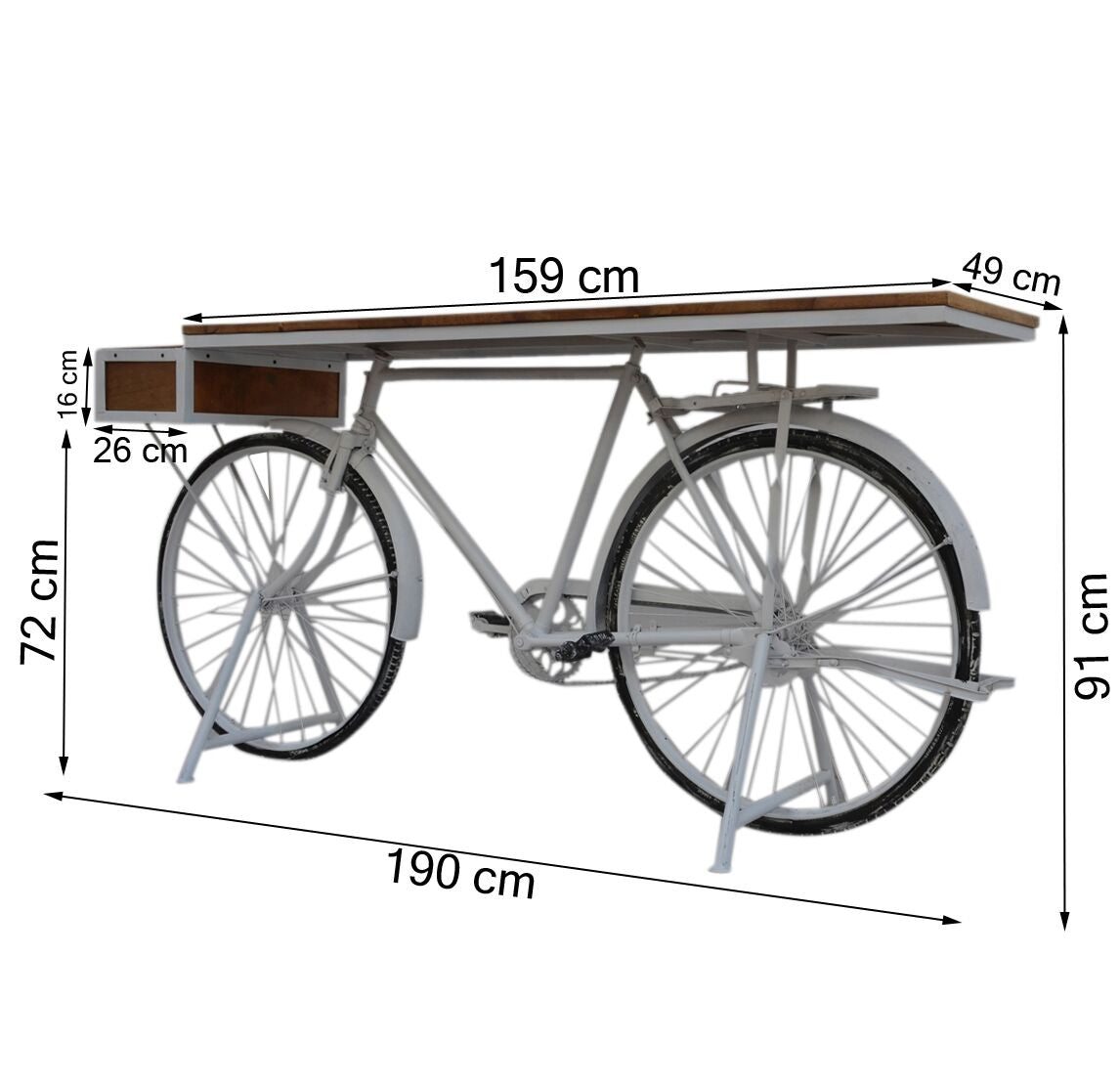 White Bicycle Mango Wood Bar Cart - Notbrand