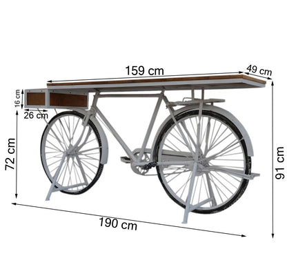 White Bicycle Mango Wood Bar Cart - Notbrand