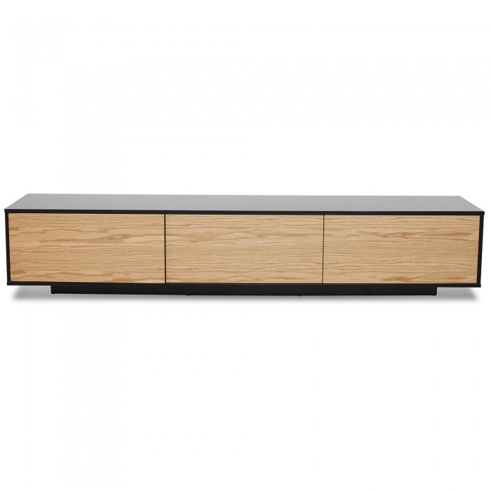 Contrast Jenny TV Unit with Black and Natural Drawers - 2.3m - House of Hyne