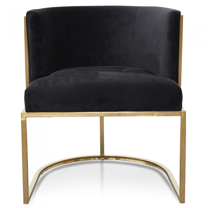 Midnight Velvet Lounge Chair with Gold Touches - House of Hyne