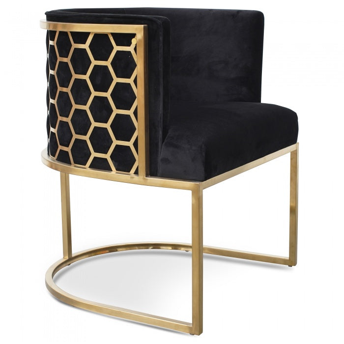 Midnight Velvet Lounge Chair with Gold Touches - House of Hyne