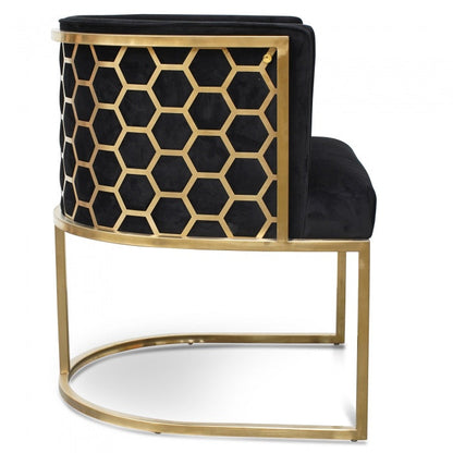 Midnight Velvet Lounge Chair with Gold Touches - House of Hyne