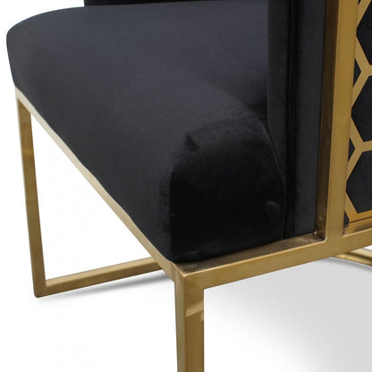 Midnight Velvet Lounge Chair with Gold Touches - House of Hyne