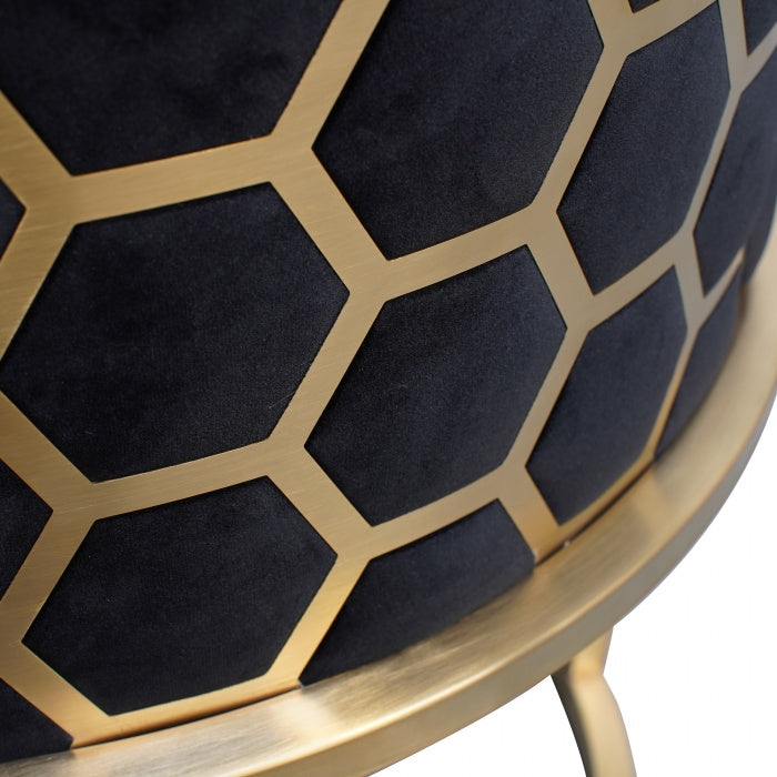 Midnight Velvet Lounge Chair with Gold Touches - House of Hyne