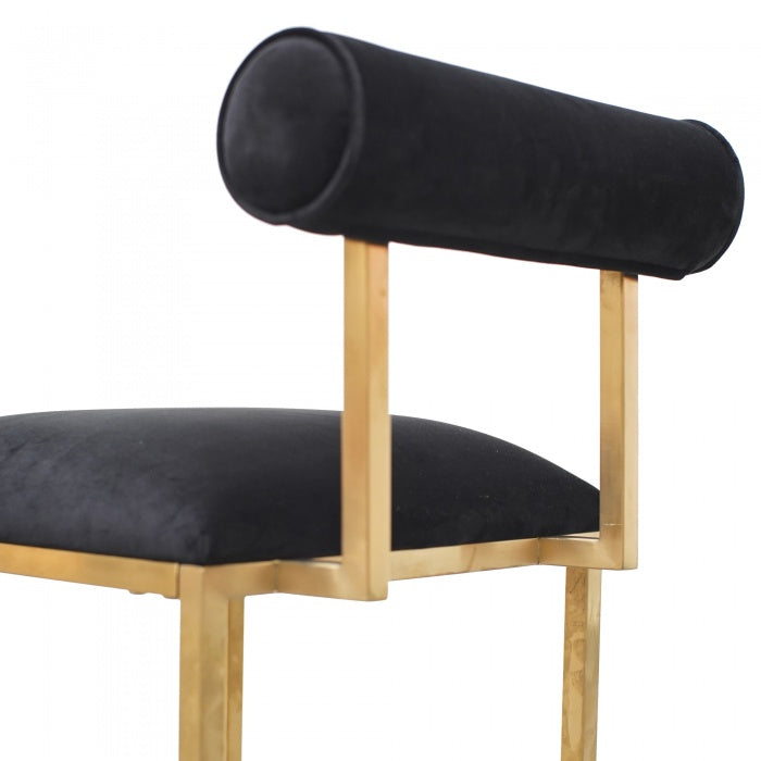 Dallas Dining Chair In Black Velvet - Brushed Gold Base - Notbrand