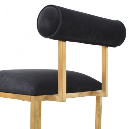 Dallas Dining Chair In Black Velvet - Brushed Gold Base - Notbrand