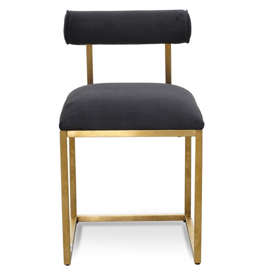 Dallas Dining Chair In Black Velvet - Brushed Gold Base - Notbrand