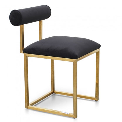 Dallas Dining Chair In Black Velvet - Brushed Gold Base - Notbrand