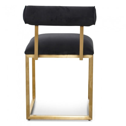 Dallas Dining Chair In Black Velvet - Brushed Gold Base - Notbrand