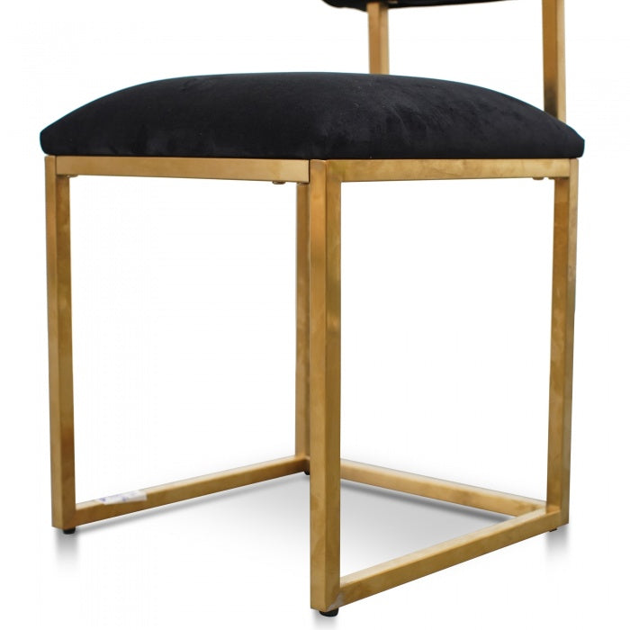 Dallas Dining Chair In Black Velvet - Brushed Gold Base - Notbrand