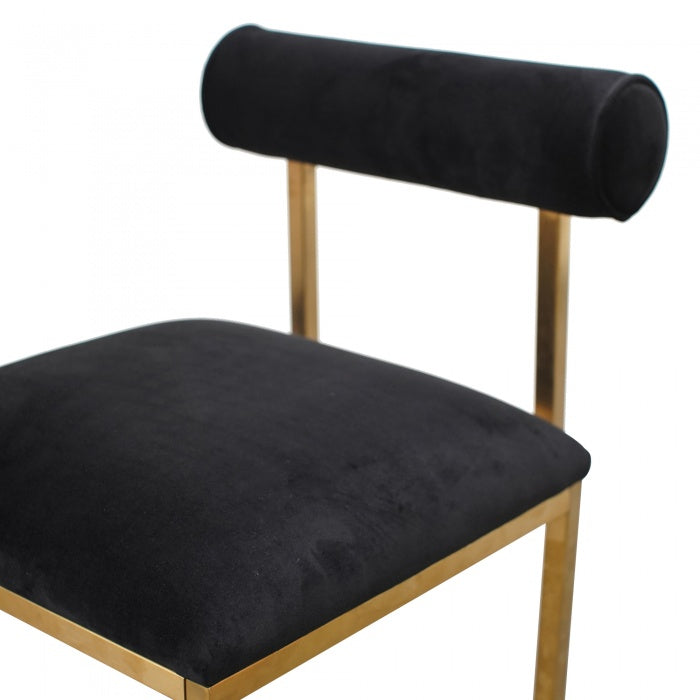 Dallas Dining Chair In Black Velvet - Brushed Gold Base - Notbrand