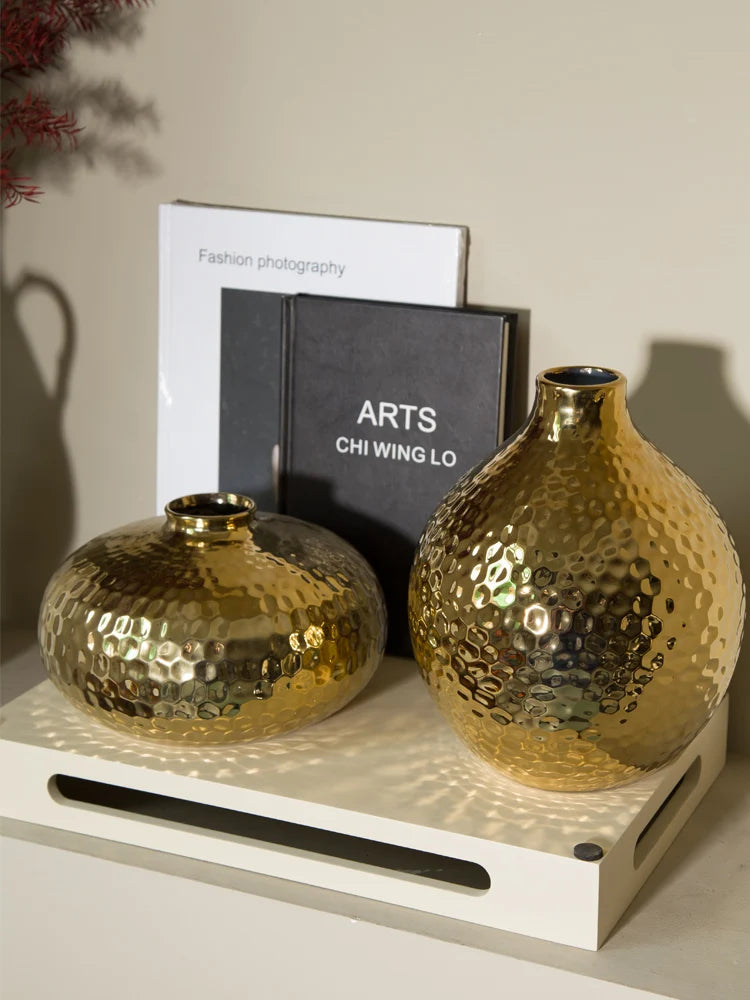 Radiant Elegance Golden Ball Ceramic Vase - Notbrand