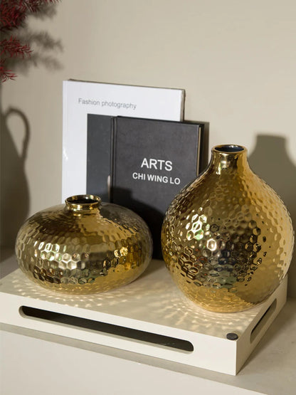 Radiant Elegance Golden Ball Ceramic Vase - Notbrand