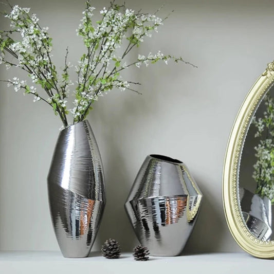 Silver Elegance Ceramic Vases - Notbrand