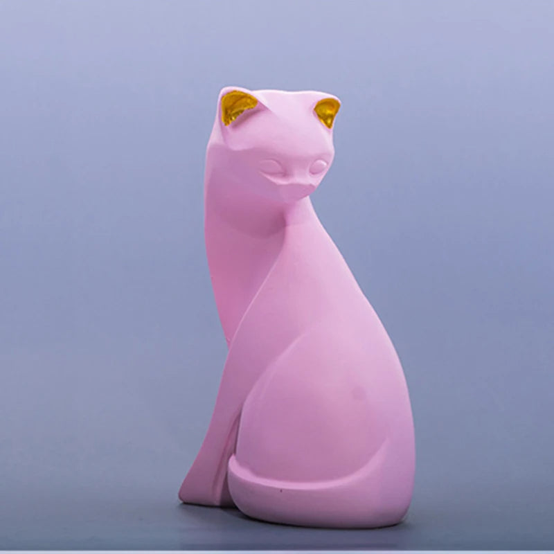 Graceful Feline Pink Resin Cat Sculpture - Notbrand