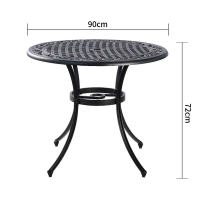 Marco Cast Aluminium Round Outdoor Dining Table Set in Black - 3 Pieces - House of Hyne