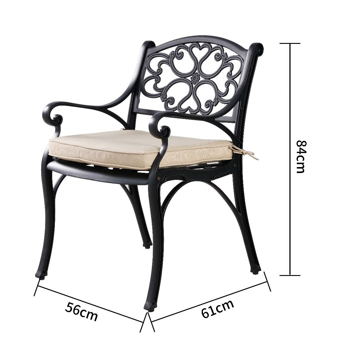 Marco Cast Aluminium Round Outdoor Dining Table Set in Black - 3 Pieces - House of Hyne