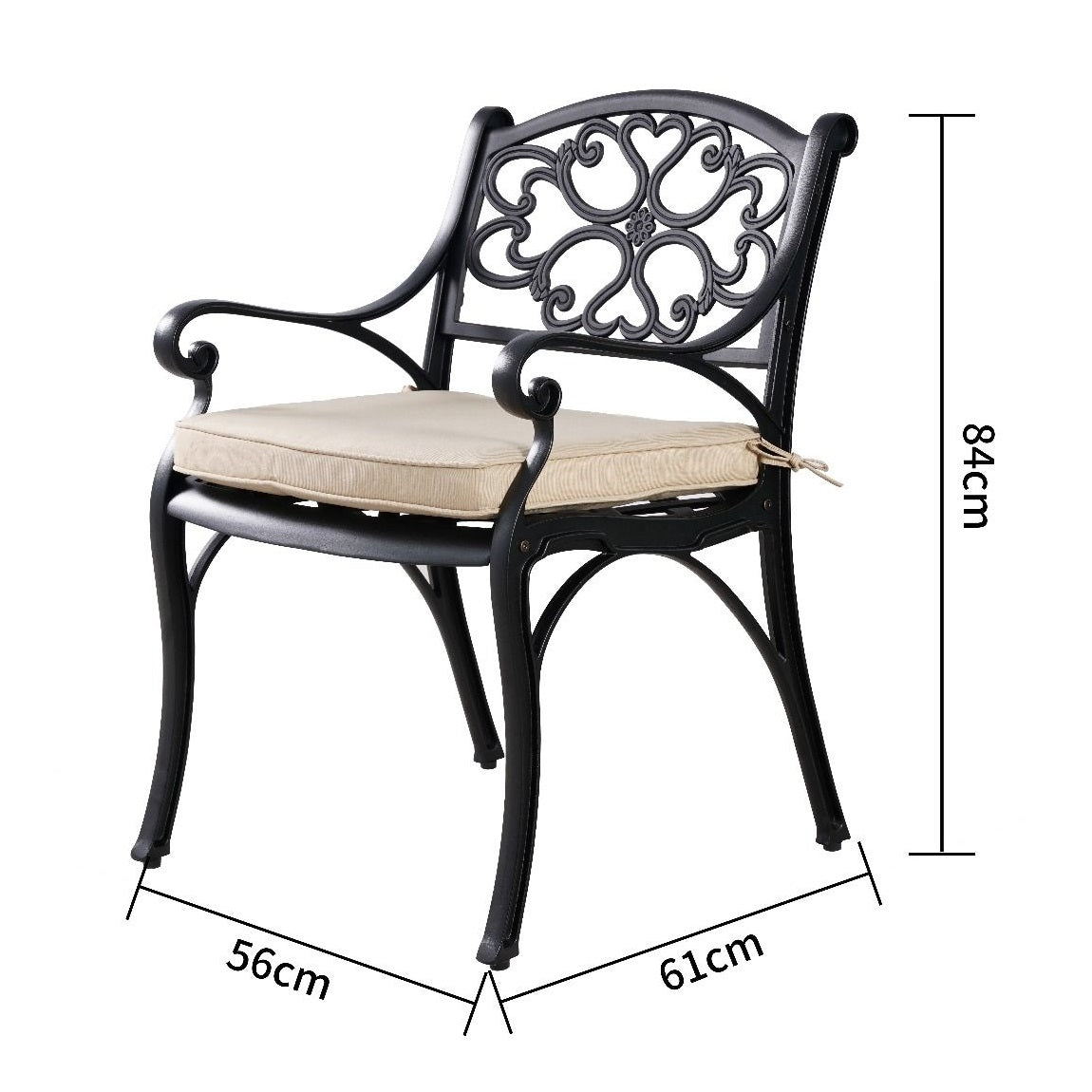 Marco Cast Aluminium Round Outdoor Dining Table Set in Black - 5 Pieces - House of Hyne