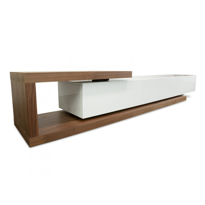 Walnut Omega Scandinavian TV Unit - White Extendable  - House of Hyne