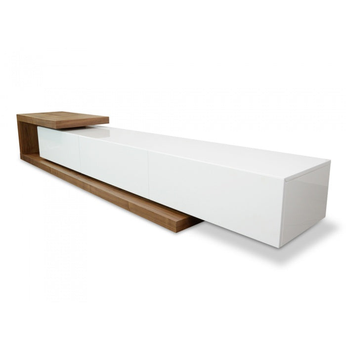 Walnut Omega Scandinavian TV Unit - White Extendable  - House of Hyne