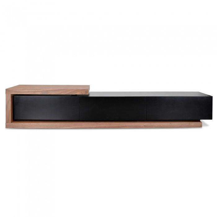 Walnut Omega Scandinavian TV Unit - Black Extendable - House of Hyne