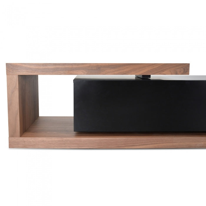 Walnut Omega Scandinavian TV Unit - Black Extendable - House of Hyne