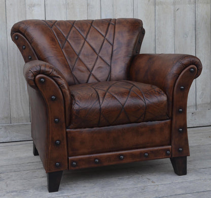 Rivet Leather Studded Armchair - House of Hyne