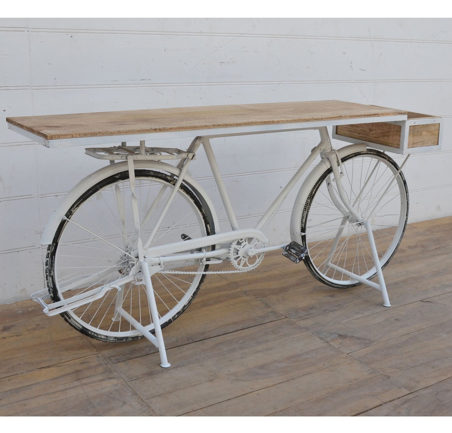 White Bicycle Mango Wood Bar Cart - Notbrand