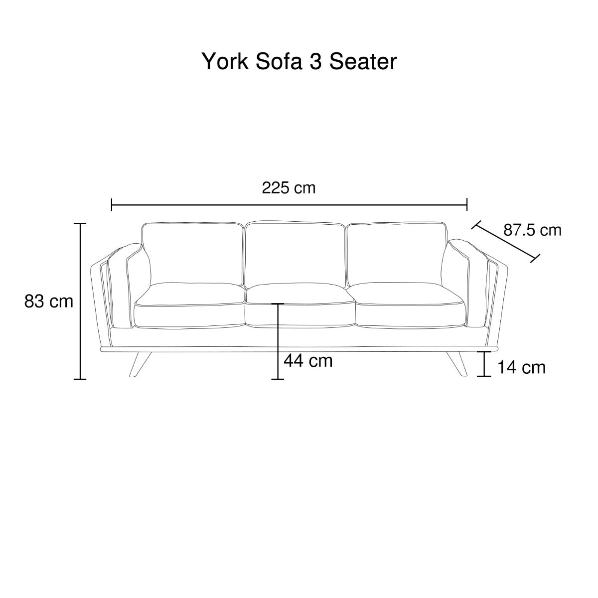 Beige 3-Seater Modern Lounge Sofa with Wooden Frame - House of Hyne