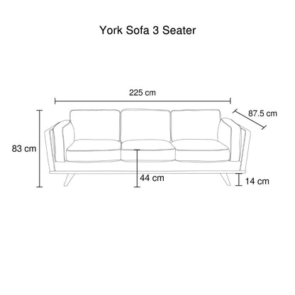 Beige 3-Seater Modern Lounge Sofa with Wooden Frame - House of Hyne