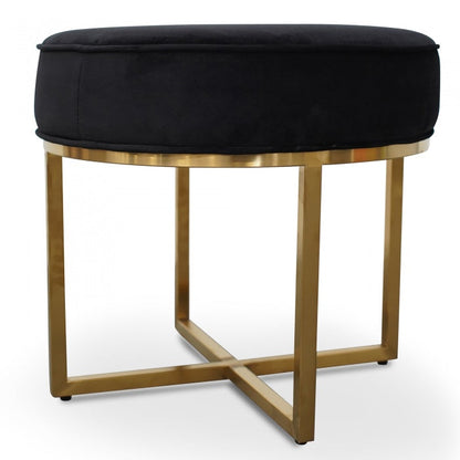 Queen Ottoman In Black Velvet Seat - Notbrand