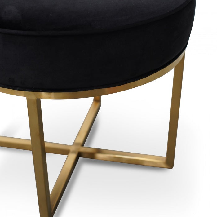 Queen Ottoman In Black Velvet Seat - Notbrand