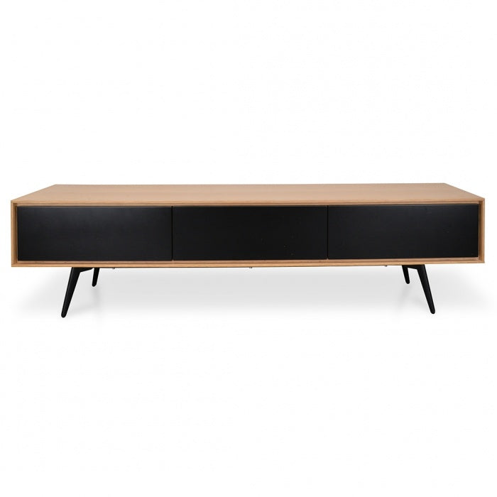 TV Unit With Black Drawers - Natural - Notbrand