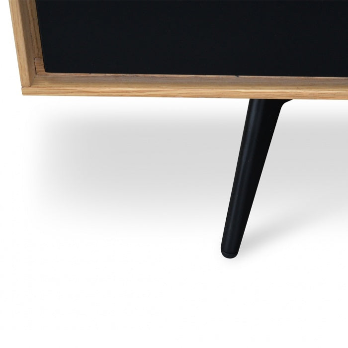 TV Unit With Black Drawers - Natural - Notbrand