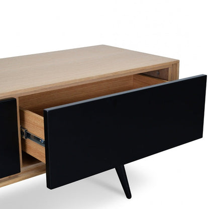 TV Unit With Black Drawers - Natural - Notbrand