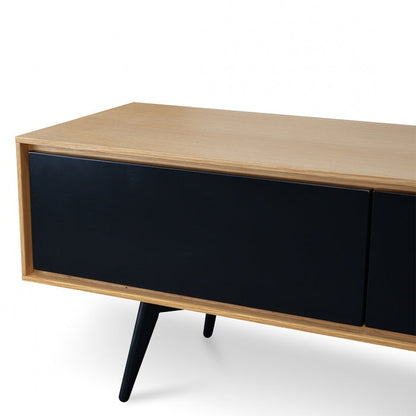 TV Unit With Black Drawers - Natural - Notbrand