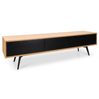 TV Unit With Black Drawers - Natural - Notbrand