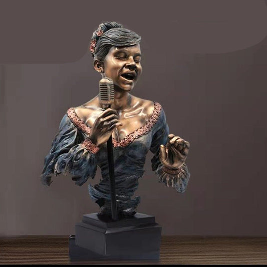 Half Body Musician With Mic Figurine - Copper - Notbrand