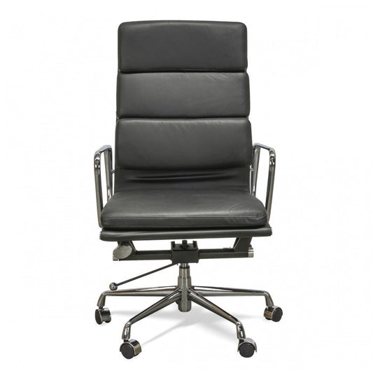 Soft Pad Italian Leather Office Chair - Black - Notbrand